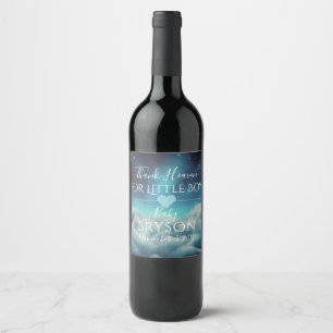 Thank Heaven for Little Boys Clouds & Starry Sky Wine Label