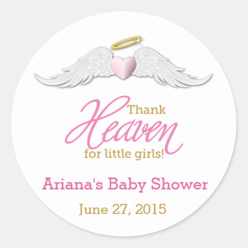 Thank Heaven for Little Girls Baby Shower Classic Round Sticker