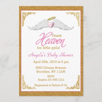 Thank Heaven For Little Girls Baby Shower Invitation by AnnounceIt at Zazzle
