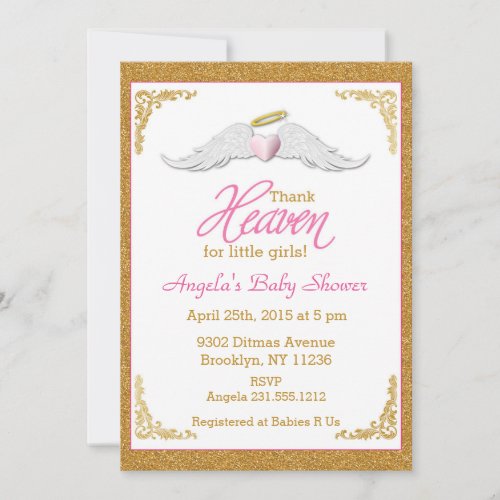 Thank Heaven for Little Girls Baby Shower Invitation