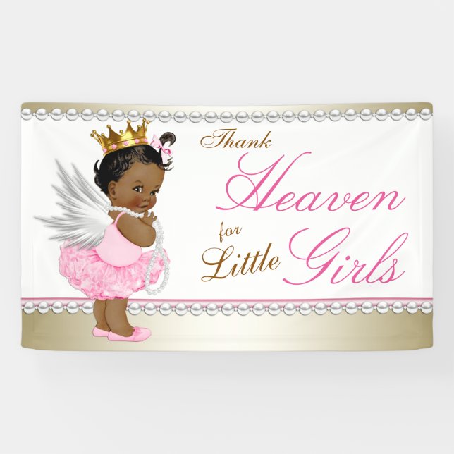 Thank Heaven for Little Girls Ethnic Baby Shower Banner (Horizontal)
