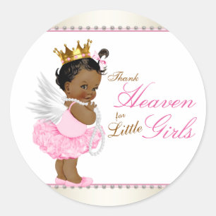 Thank Heaven For Little Girls Ethnic Baby Shower Classic Round Sticker