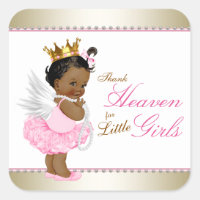 Thank Heaven For Little Girls Ethnic Baby Shower Square Sticker