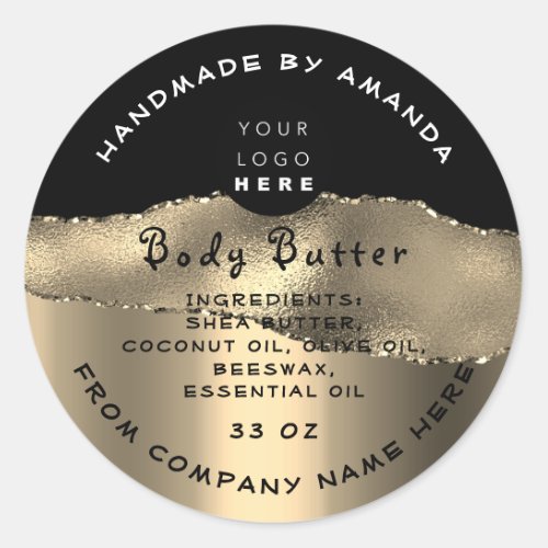 Thank Logo Handmade Cosmetic Gold Body Butter Classic Round Sticker