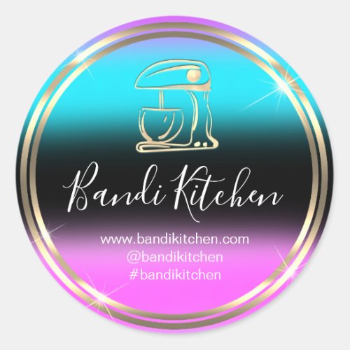 Thank Logo Kitchen Cooking Chef Black Pink Shop   Classic Round Sticker