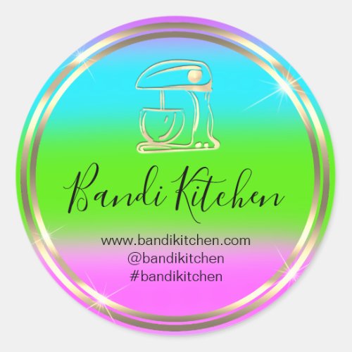 Thank Logo Kitchen Cooking Chef Blue Pink Green Classic Round Sticker