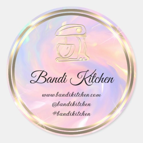 Thank Logo Kitchen Cooking Chef Holograph Pink  Classic Round Sticker