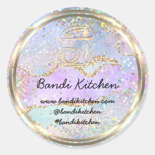 Thank Logo Kitchen Cooking Chef Mermaid Gold  Classic Round Sticker