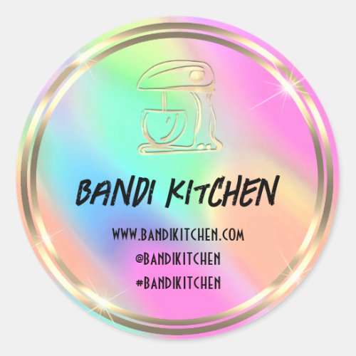 Thank Logo Kitchen Cooking Chef Mermaid Gold Classic Round Sticker