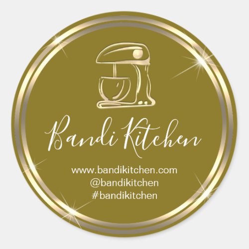 Thank Logo Kitchen Cooking Chef Mustard Gold Shop Classic Round Sticker