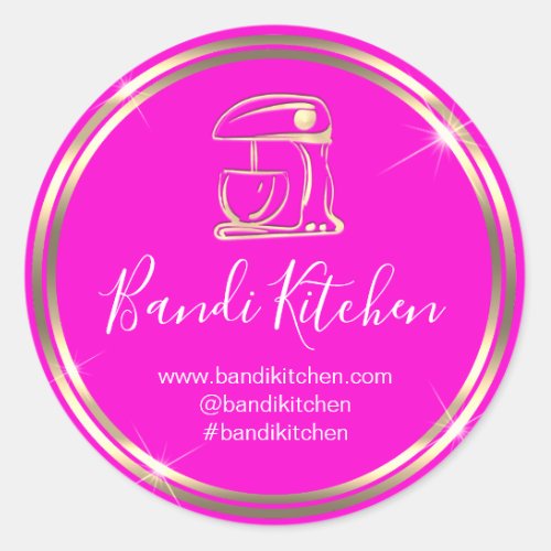 Thank Logo Kitchen Cooking Chef Pink Online Shop  Classic Round Sticker