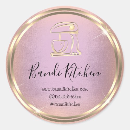 Thank Logo Kitchen Cooking Chef Rose Gold Frame Classic Round Sticker