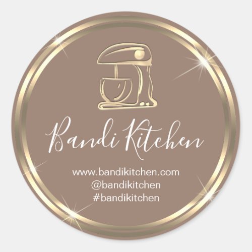 Thank Logo Kitchen Cooking Chef Rose Gold Shop Classic Round Sticker