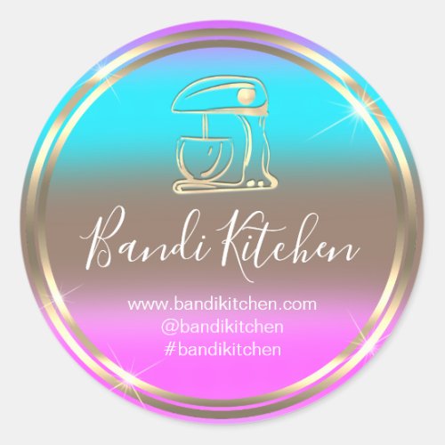 Thank Logo Kitchen Cooking Chef Rose Pink Shop  Classic Round Sticker