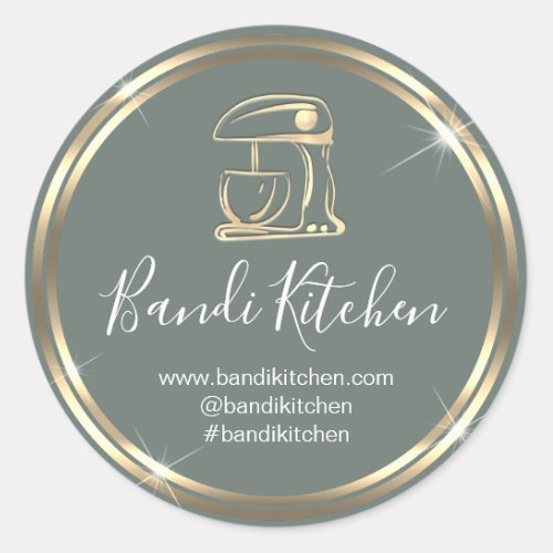 Thank Logo Kitchen Cooking Chef Teal Gold Shop Classic Round Sticker