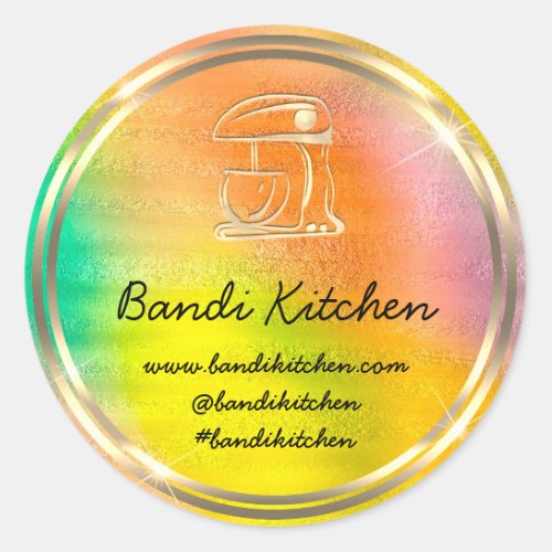 Thank Logo Kitchen Cooking Chef Yellow GreenGold   Classic Round Sticker