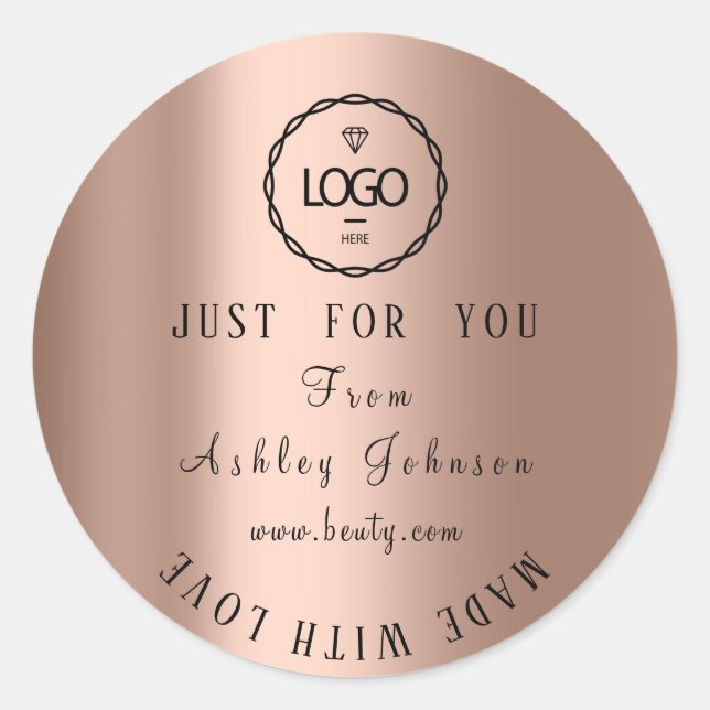 Thank Logo Made With Love Minimalism Rose  Classic Round Sticker (Front)