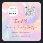 Thank Logo QrCode Online Shop Holographic  Square Sticker<br><div class="desc">This is simply a modern tool that helps you to attract clients to your business and make your business grow Any other question,  please let me know. More ideas about how to develop your business and make you grow fast
Have a special day! 
FlorenceK design</div>