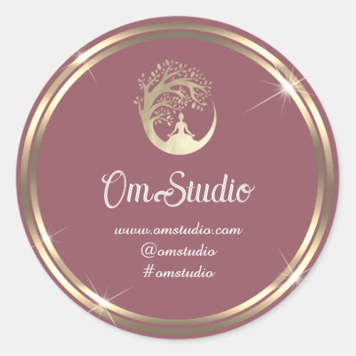 Thank Logo Yoga Mindfulness Online Shop Gold Rose Classic Round Sticker