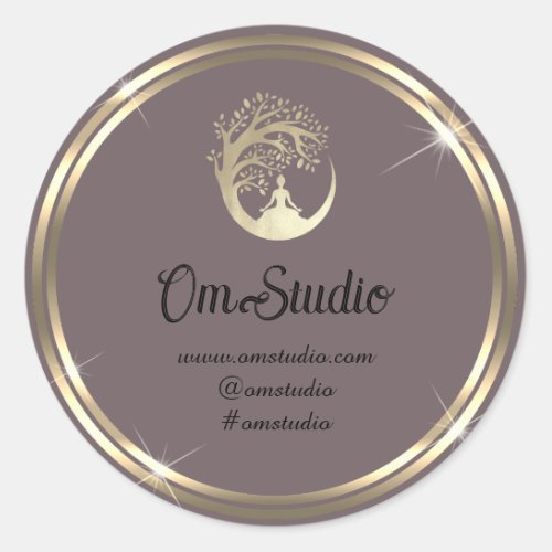 Thank Logo Yoga Mindfulness Online Shop Gold Smoky Classic Round Sticker