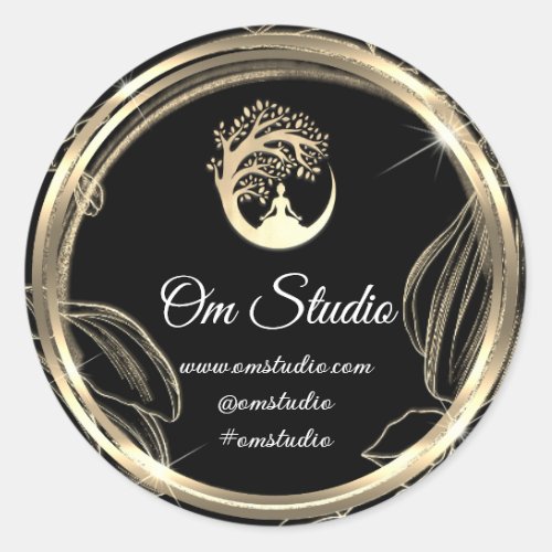 Thank Logo Yoga Mindfulnesss Shop Gold  Classic Round Sticker