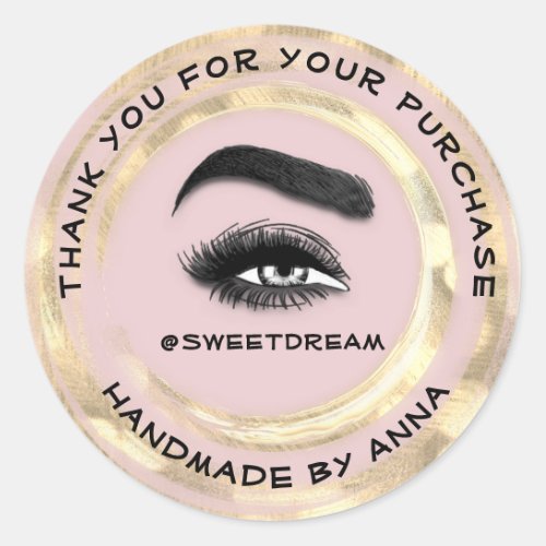 Thank Makeup Artist Lash Cleaner Gray Gold Pink Classic Round Sticker