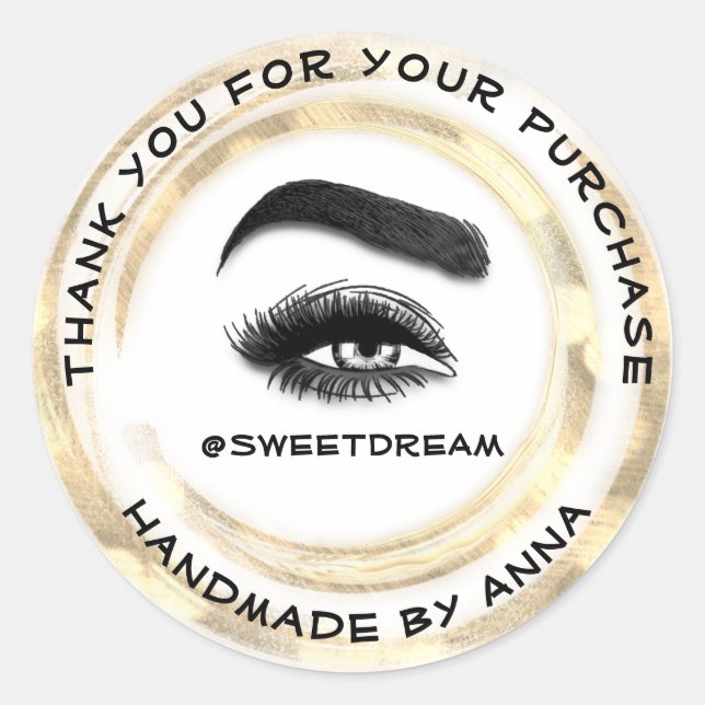 Thank Makeup Artist Lash Cleaner Gray Golden White Classic Round Sticker (Front)