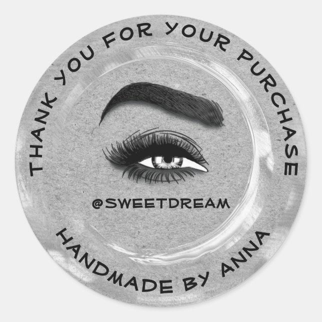 Thank Makeup Artist Lash Cleaner Logo Silver Gray Classic Round Sticker (Front)