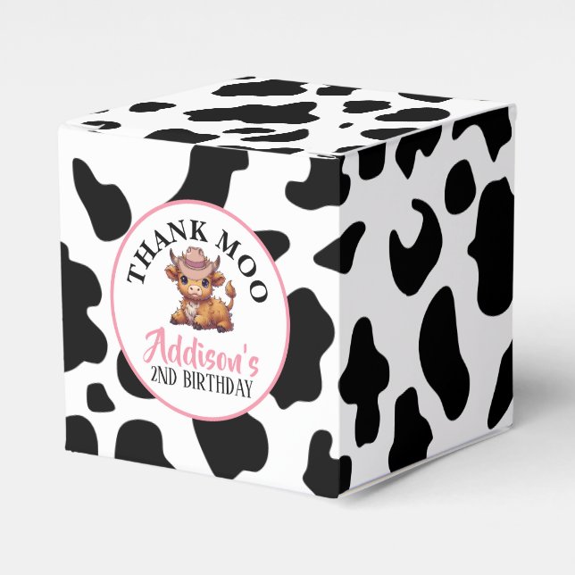 Thank Moo Baby Cow Print  Favor Boxes (Front Side)