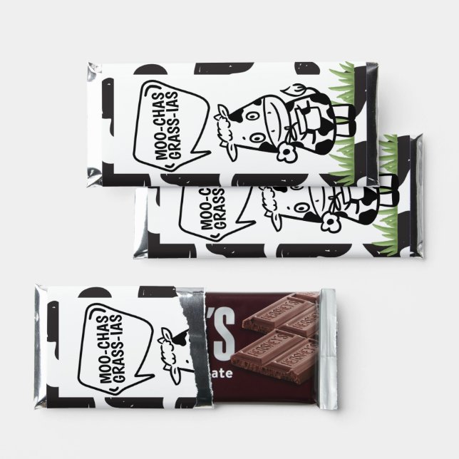 Thank Moo Cow Themed Thank You Hershey Bar Favors (Front)
