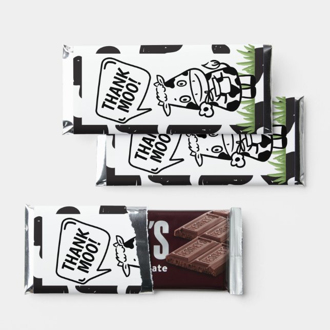 Thank Moo Cow Themed Thank You Hershey Bar Favors (Front)