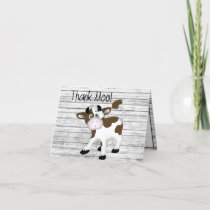 Thank Moo - Cute Cow - Personalized  Thank You Card