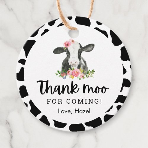 Thank Moo For Coming Cow Birthday Thank You Favor Tags