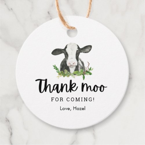 Thank Moo For Coming Cow Theme Birthday Thank You Favor Tags