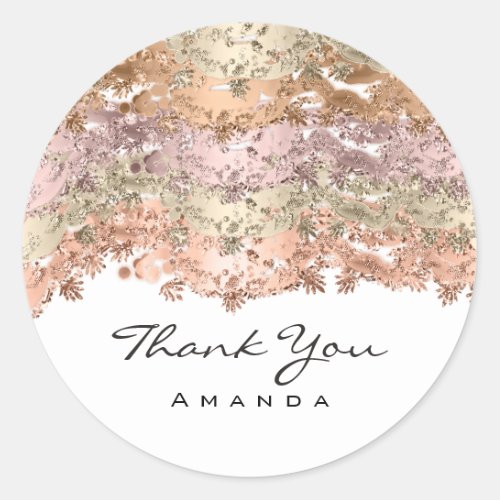 Thank  Name 16th Bridal Rose Glitter Online White Classic Round Sticker