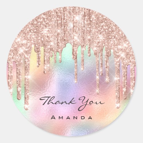 Thank Name 16th Bridal Rose Holographic Classic Round Sticker