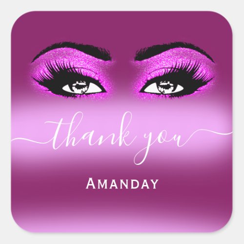 Thank Name Berry Pink  Online  Boutique Shop Logo Square Sticker