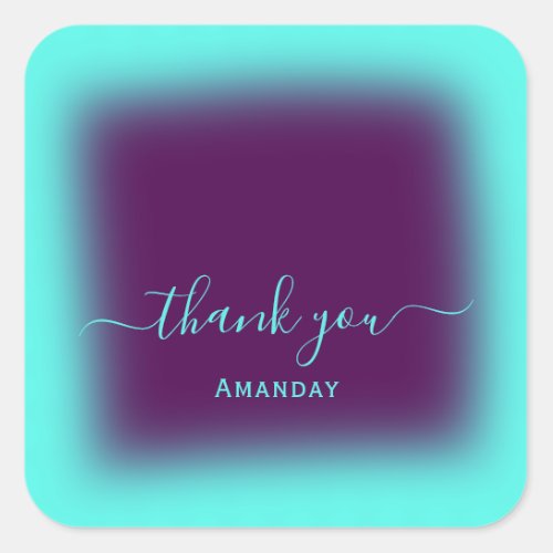 Thank Name Berry Small Business Blue Mint Purple Square Sticker