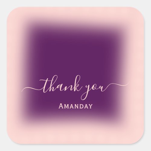 Thank Name Berry Small Business Peach Favor Square Sticker