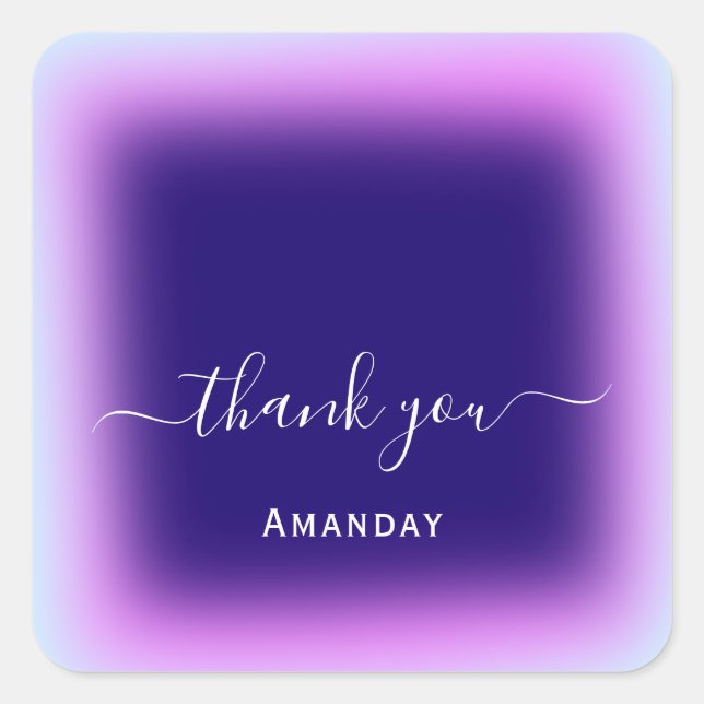 Thank Name Blue Navy Pink Makeup Bridal Sweet16th Square Sticker (Front)