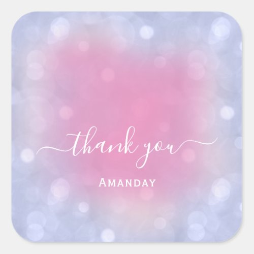 Thank Name Blue  Pastel Bridal Sweet16 Square Sticker