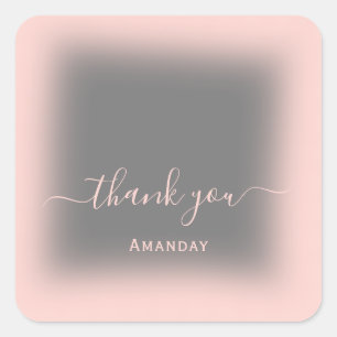 Thank Name Blush Gray Favor  Bridal Sweet16 Square Sticker