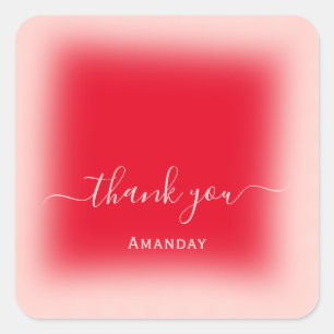 Thank Name Blush Red Pink  Bridal Sweet16 Square Sticker