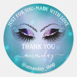 Thank Name Boutique Eyelash Shop Navy Smoky Teal Classic Round Sticker