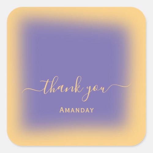 Thank Name Brown Yellow  Makeup Blue Dusty Square Sticker