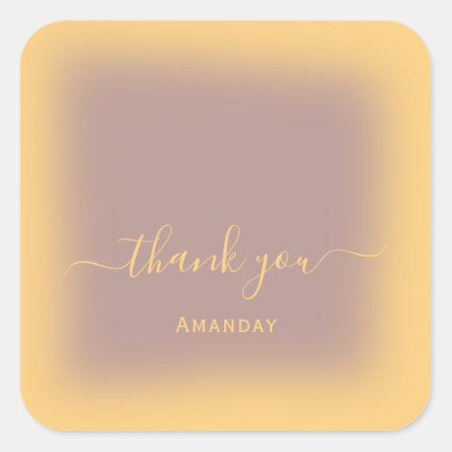 Thank Name Brown Yellow  Makeup Rose Dusty Square Sticker