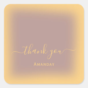 Thank Name Brown Yellow Makeup Rose Dusty Square Sticker