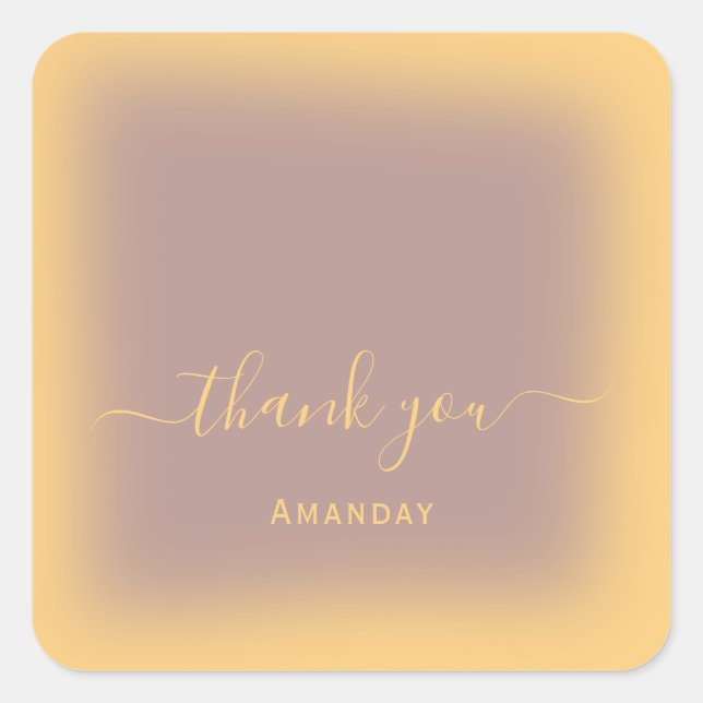 Thank Name Brown Yellow  Makeup Rose Dusty Square Sticker (Front)