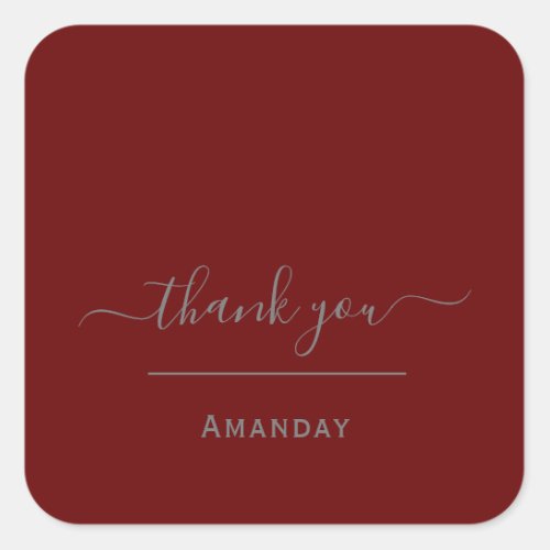 Thank Name Burgundy   MinimalIsm  Boutique Shop Square Sticker