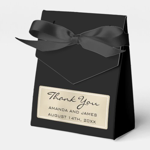 Thank Name Date Minimal Ivory Black Favor Gift Favor Boxes